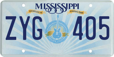 MS license plate ZYG405