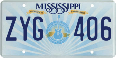 MS license plate ZYG406