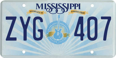 MS license plate ZYG407