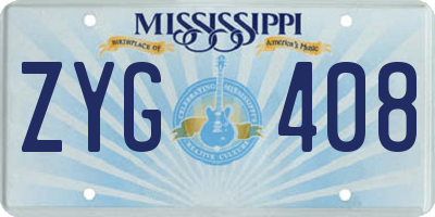 MS license plate ZYG408