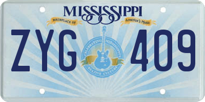 MS license plate ZYG409