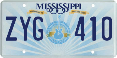 MS license plate ZYG410