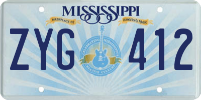 MS license plate ZYG412