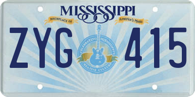 MS license plate ZYG415