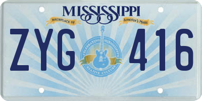 MS license plate ZYG416