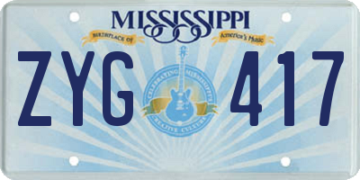 MS license plate ZYG417
