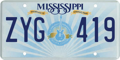 MS license plate ZYG419