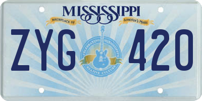 MS license plate ZYG420