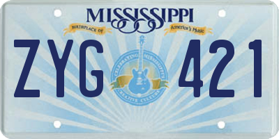 MS license plate ZYG421