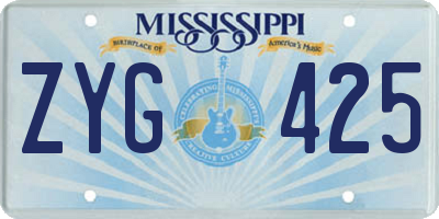 MS license plate ZYG425