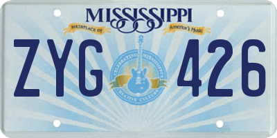 MS license plate ZYG426