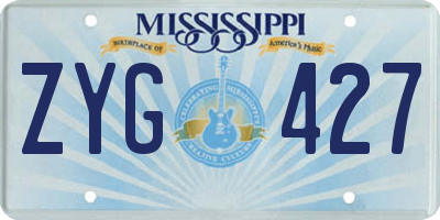 MS license plate ZYG427