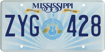 MS license plate ZYG428