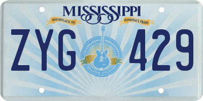 MS license plate ZYG429