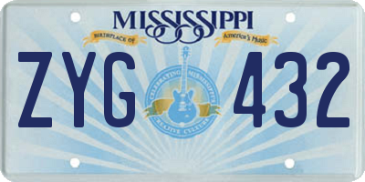 MS license plate ZYG432
