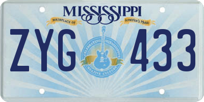 MS license plate ZYG433