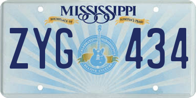 MS license plate ZYG434