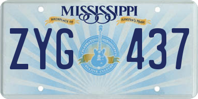 MS license plate ZYG437
