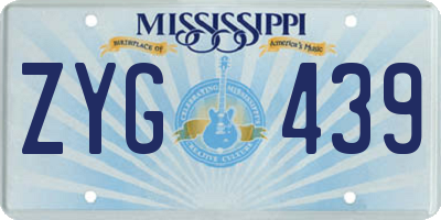 MS license plate ZYG439
