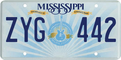 MS license plate ZYG442