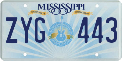MS license plate ZYG443