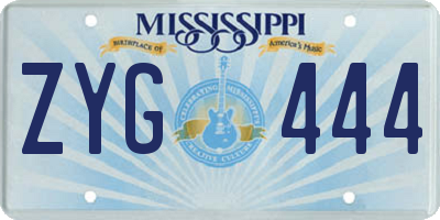 MS license plate ZYG444