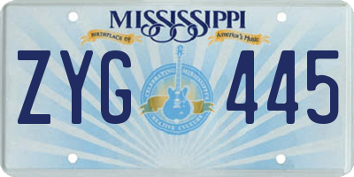 MS license plate ZYG445