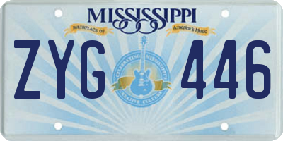 MS license plate ZYG446