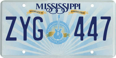 MS license plate ZYG447