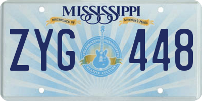 MS license plate ZYG448