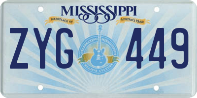 MS license plate ZYG449