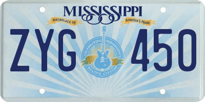 MS license plate ZYG450