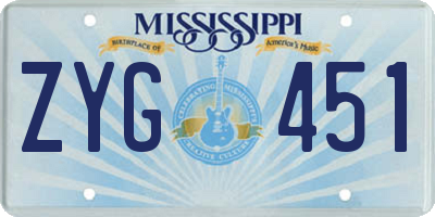 MS license plate ZYG451
