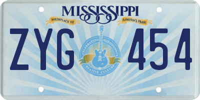 MS license plate ZYG454