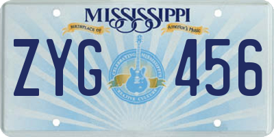 MS license plate ZYG456