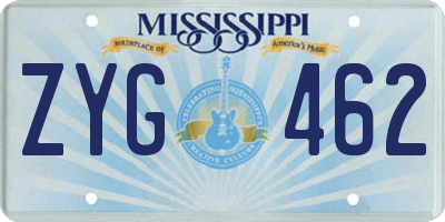 MS license plate ZYG462