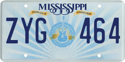 MS license plate ZYG464