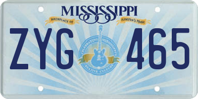 MS license plate ZYG465