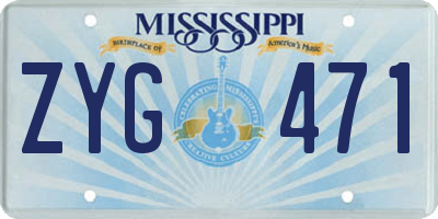 MS license plate ZYG471