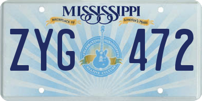 MS license plate ZYG472
