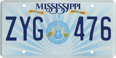MS license plate ZYG476