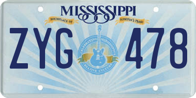 MS license plate ZYG478