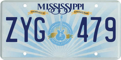 MS license plate ZYG479