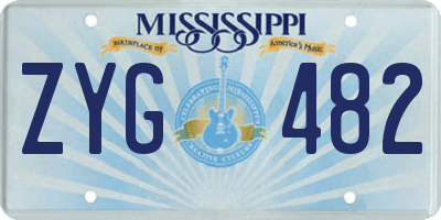 MS license plate ZYG482
