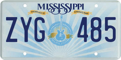 MS license plate ZYG485