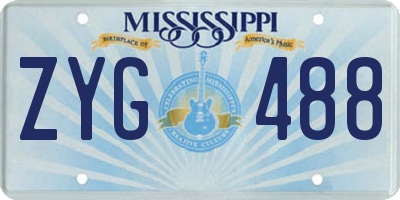 MS license plate ZYG488