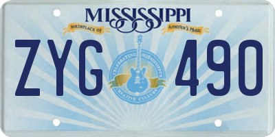 MS license plate ZYG490