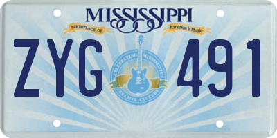 MS license plate ZYG491