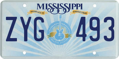 MS license plate ZYG493