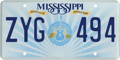 MS license plate ZYG494